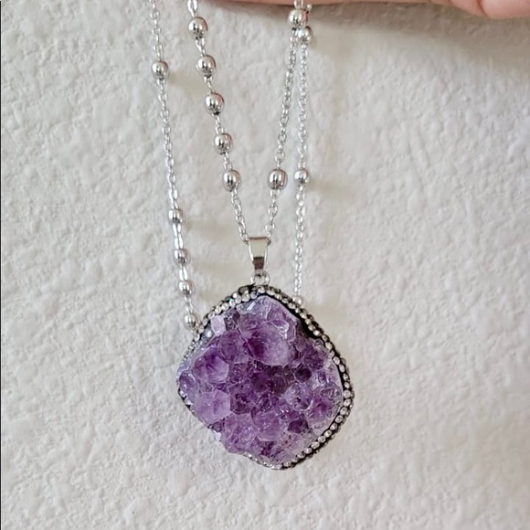 COPY - Raw Natural Amethyst pendant necklace, birthstone - Picture 5 of 10
